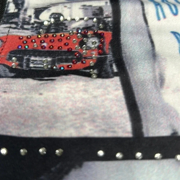 Graphic collage design dress,beads ,pop art design print retro vibe, Sm.,artsy, - Picture 14 of 17